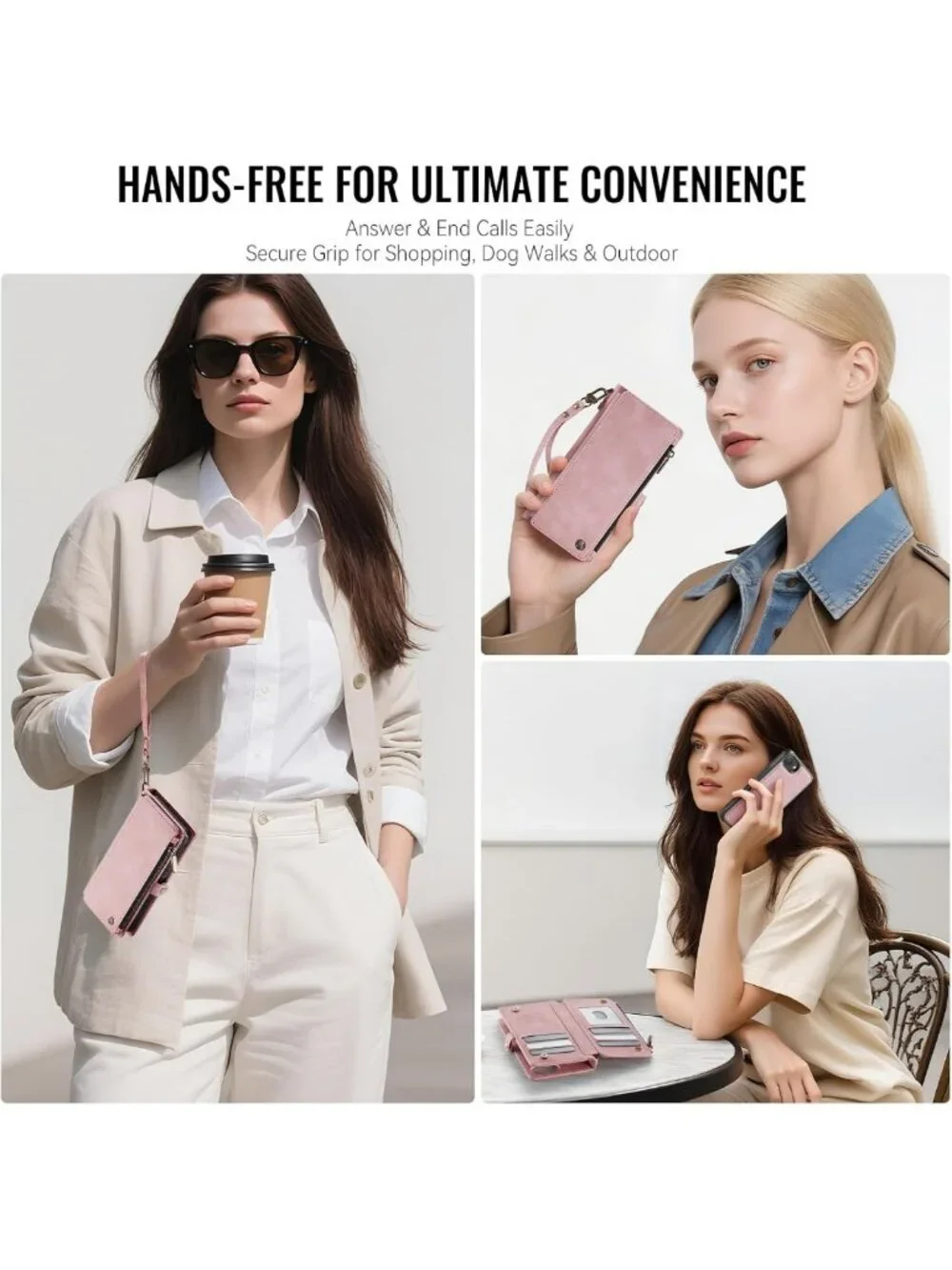 Stylish Rose Pink Wallet Case for iPhone 17e/16e, MagSafe Compatible, Slim